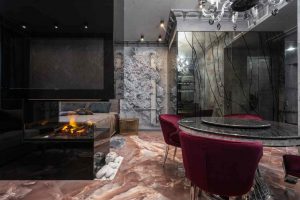 stone fireplace surrounds in a modern home